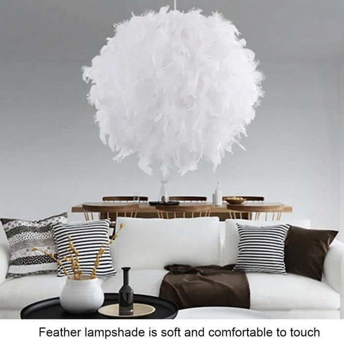 Lampe Suspendue Elégante Lampe à la mode Abat-jour de Plume décoration de Salon chambre bureau (blanc, S)