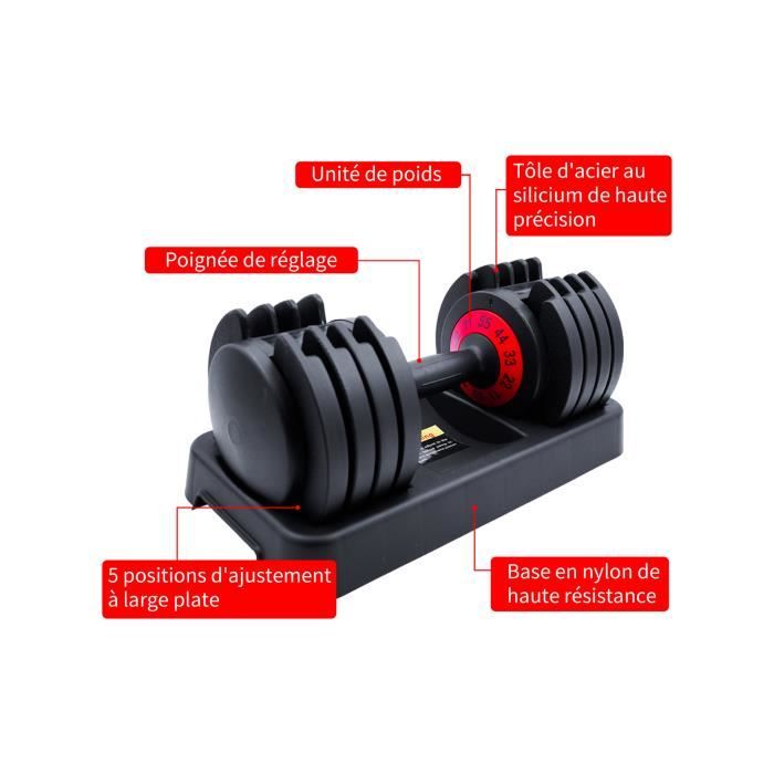 MOYOTEC 55BL/25kg Kit Haltere Musculation Reglable avec Barre de Poids Musculation Haltérophilie domestique gym fitness dumbbell.