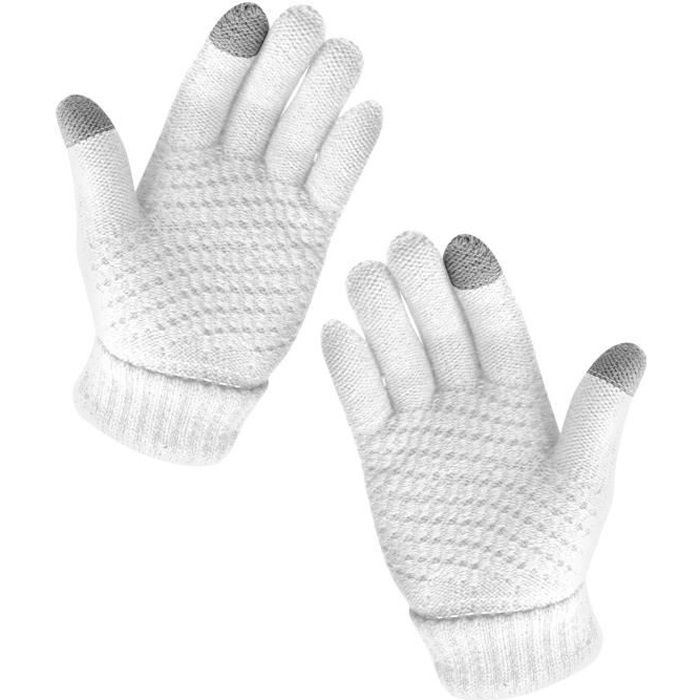 Gants Tactiles Universelle Molletonnés Unisexe blanc Blanc
