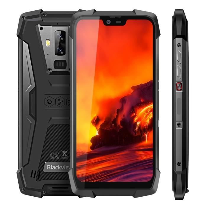Smartphone Blackview BV9700 Pro Étanche IP68 6Go+128Go Écran 5.84- Helio P70,Téléphone portable 4G 16MP caméra Android 9.0 - Gris