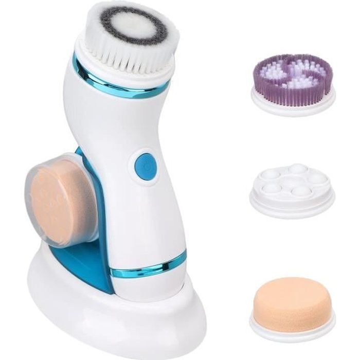 4 en 1 Brosse Nettoyante Visage Electrique,Brosse Visage Nettoyante en Profondeur avec 4 Têtes de Brosse,Rechargeable,2 Vitesses