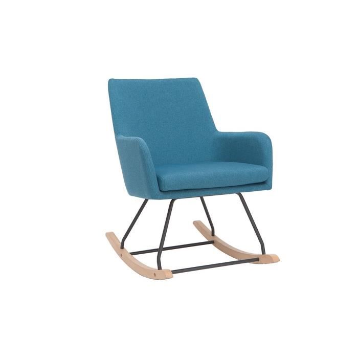 Miliboo - Rocking chair design en tissu bleu canard SHANA