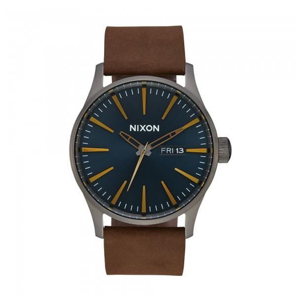 Relogio Nixon Sentry Leather GunmetalIndigoBrow - A105-2984