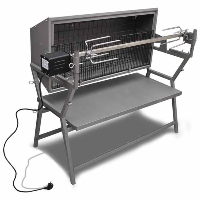 Rôtissoire en fer et en acier inoxydable pour rôtir viande barbecue