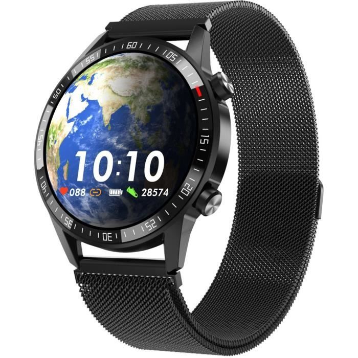 RUMOCOVO® Montre connectée ECG pour IOS, Iphone, Xiaomi, hommes et femmes, prise en charge des appels, Bluetooth,4705 - Acier noir