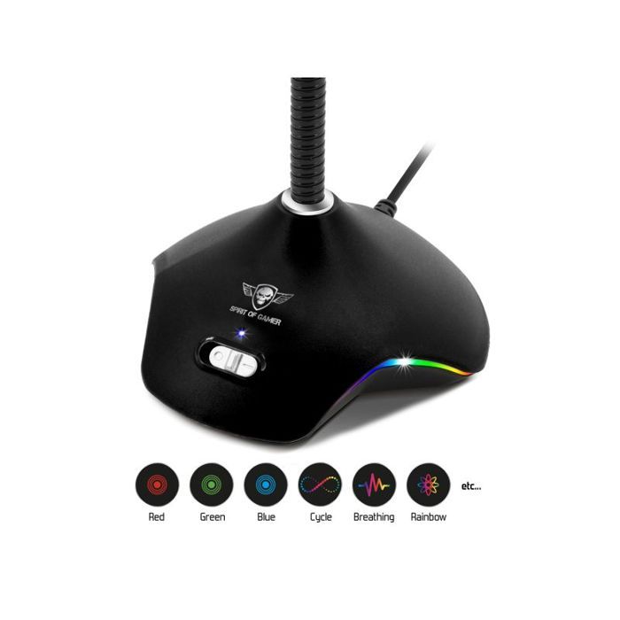 Spirit Of Gamer EKO300 - Microphone gaming omnidirectionnel avec bras réglable et éclairage RGB ( Catégorie : Micro )