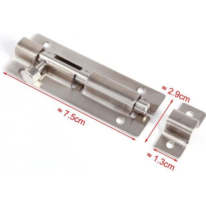 2x Targette en acier inoxydable Longeur 7,5cm loquet fermeture porte