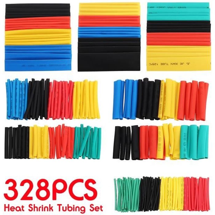 TEMPSA 328 pcs Gaine Thermorétractable Isolation Électrique Rétractable Tube Manches Câble 2:1