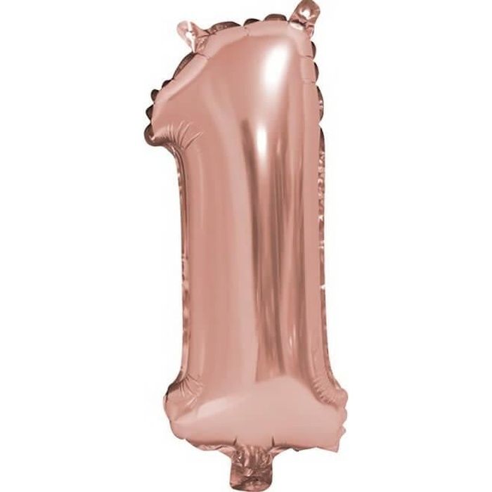 BA3000 - 1 Ballon anniversaire chiffre 1 rose gold métallique. Matière aluminium.