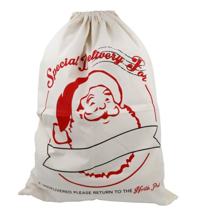 TRIXES Grand Sac de Noël Blanc à Corde Père Noël Bureau de Poste