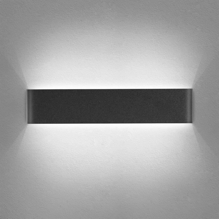 Yafido Applique Murale Interieur LED Noir 14W Lampe Murale Blanc Froid 6000K Moderne Design Luminaire Mural pour Chambre Salon