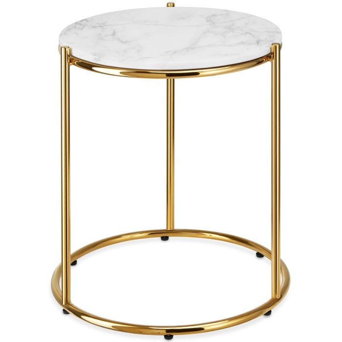 Table basse - TECTAKE - Table dappoint ELSA à leffet marbre et acier Ø 43 x 50 5 cm - Blanc/doré Table basse - TECTAKE - Table dappoint ELSA à leffet marbre et acier Ø 43 x 50 5 cm - Blanc/doré