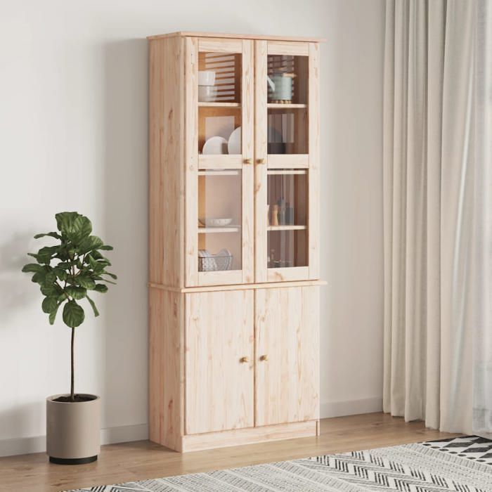 Buffet Haut de Cuisine Vitrine en verre ALTA 77x35x1865 cm bois de pin massif BONNIE B41511300