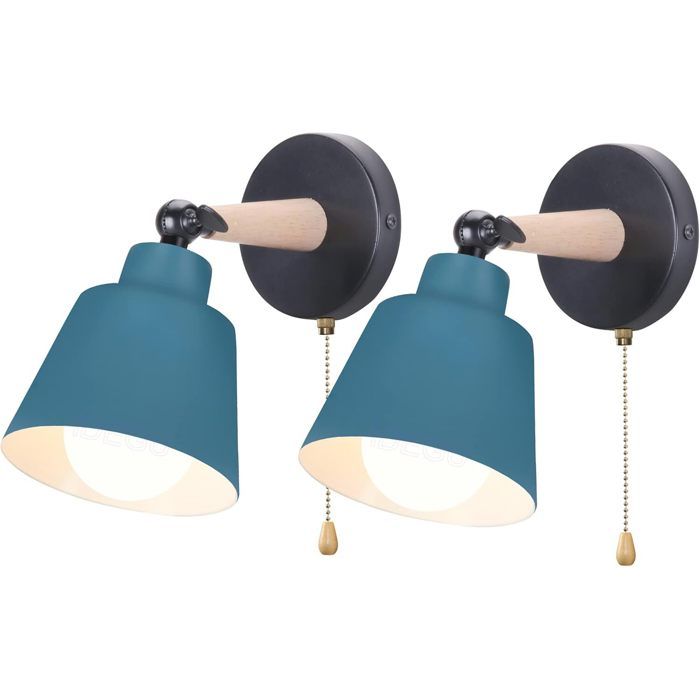 iDEGU 2x Lampe Murale Intérieur Vintage Rétro Applique Murale Industriel avec Interrupteur Réglable E27 Luminaire en Bois iDEGU 2x Lampe Murale Intérieur Vintage Rétro Applique Murale Industriel avec Interrupteur Réglable E27 Luminaire en Bois