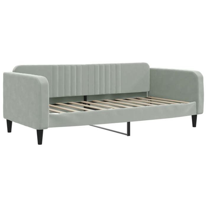 Lit de repos - VIDAXL - Sommier tapissier L213xP100xH75 - Velours gris - 90 x 190 cm Lit de repos - VIDAXL - Sommier tapissier L213xP100xH75 - Velours gris - 90 x 190 cm