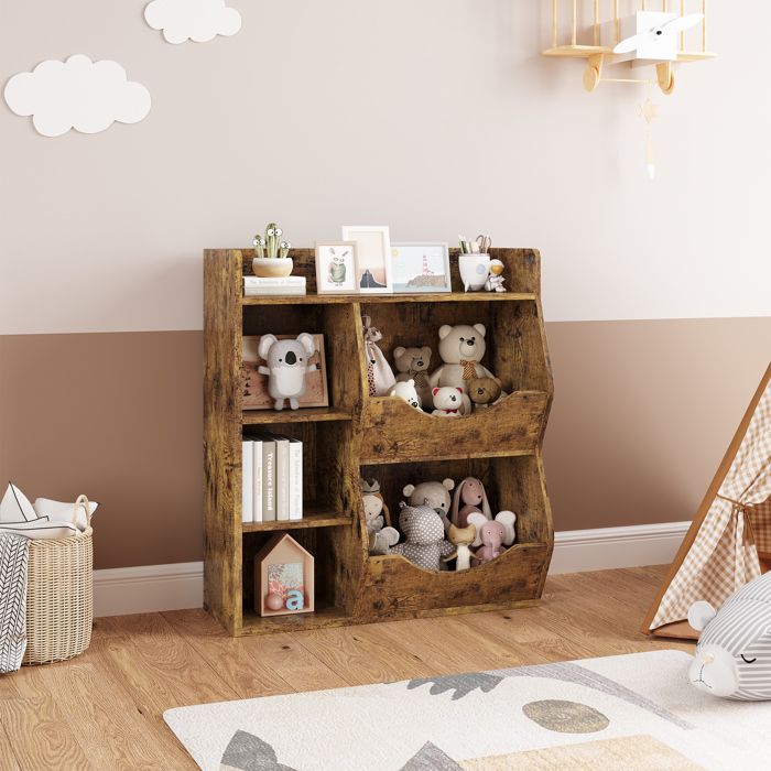 étagère bibliothèque enfant HoerFuriy - Rectangulaire - pour 3-8 Ans garçons et filles - MARRON