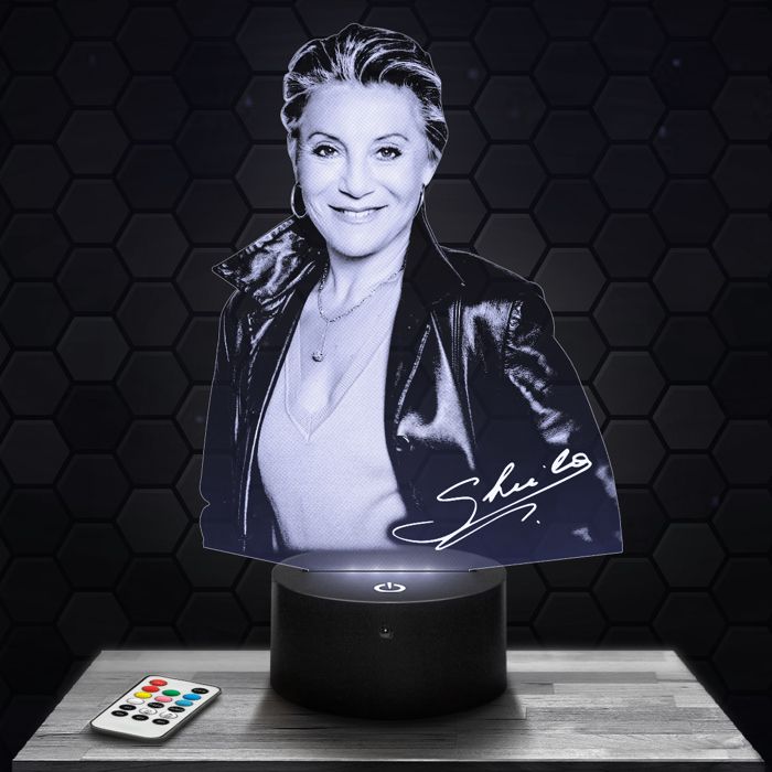 Lampe 3D - Sheila - Accessoire Objet Cadeau Sheila - Veilleuse Led Tactile avec socle au choix et télécommande