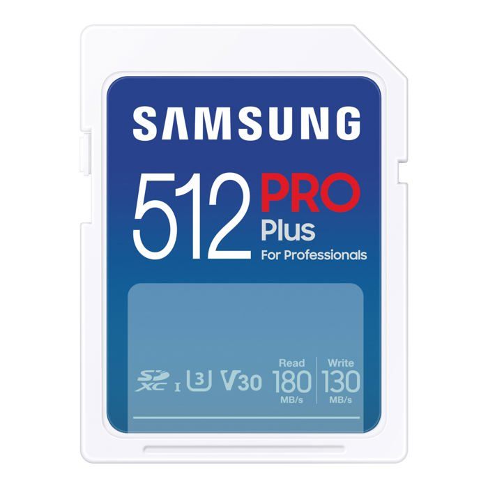 Carte mémoire SD - Samsung - PRO Plus - 512 Go - UHS-I U3 - 180 Mo/s Lecture - 130 Mo/s Écriture