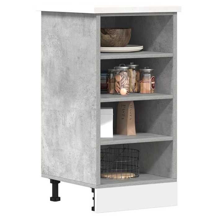 Meuble bas de cuisine - vidaXL - Riga - Gris béton - 40x445x815 cm - Bois dingénierie - Pieds réglables
