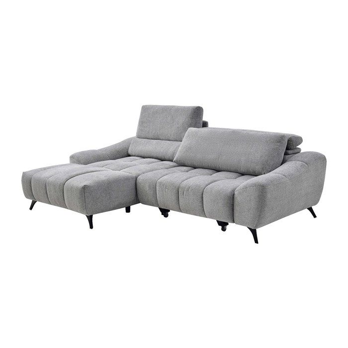 Canapé dangle gauche relax avec assise coulissante en tissu gris ELOSIA