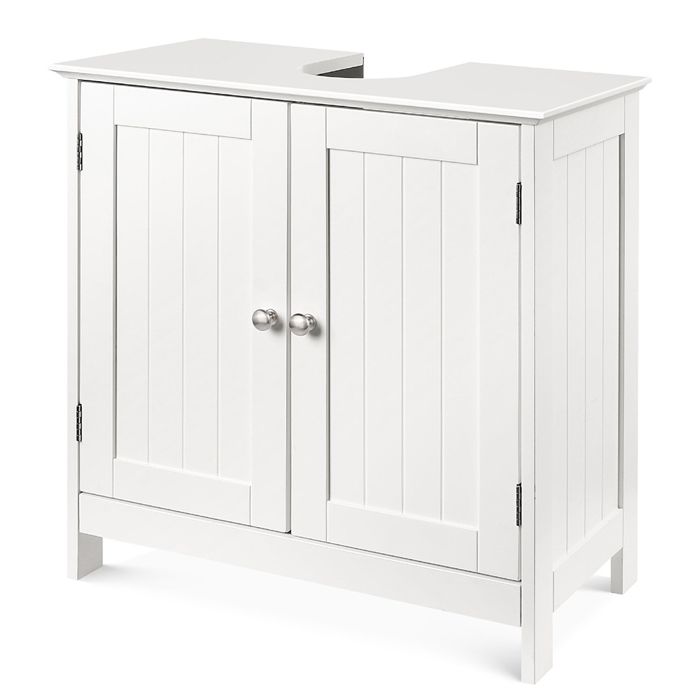 Meuble sous Lavabo de Salle de Bains - Placard sous Vasque avec 2 Portes et Étagère - 60x30x60 cm - Blanc - LVHCMFOHM