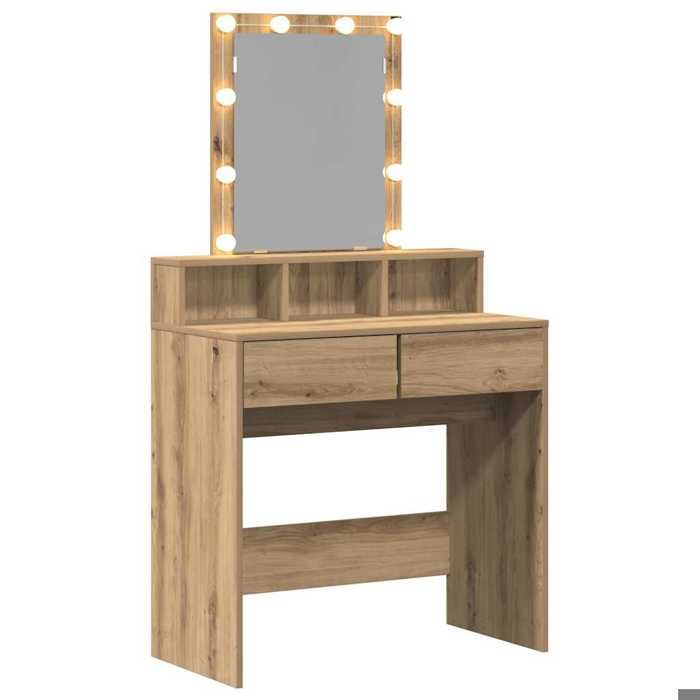 Moderne Coiffeuse pour Chambre - jills - Chêne noir 80x41x1445 cm - Bois dingénierie CCC536
