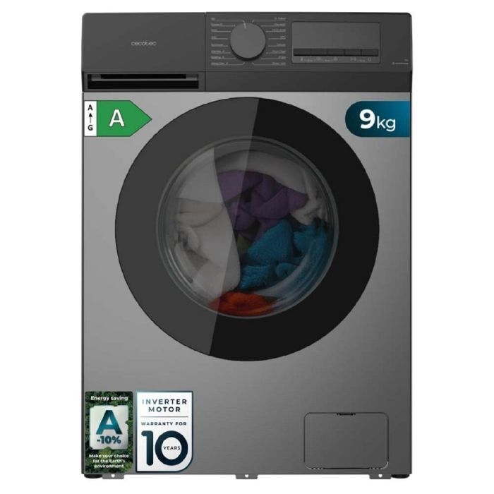 Cecotec Lavadora Carga Frontal 9Kg Bolero DressCode 9450 Inverter Steel 1400 rpm 16 programas Clase A-10% Motor Inverter Plus - Cecotec