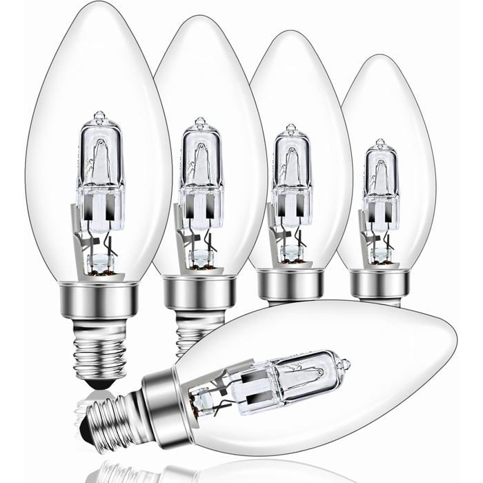 Ampoules halogènes E14 -HAWUJ- lot 5 42W dimmable 2700K A++ 2000h - pour éclairage
