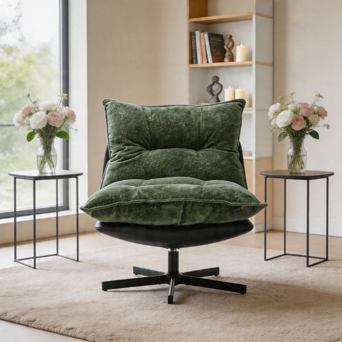 Fauteuil relax pivotant - Cat-Scratch - Dossier 3 positions - Mousse à mémoire - Rotation 360°