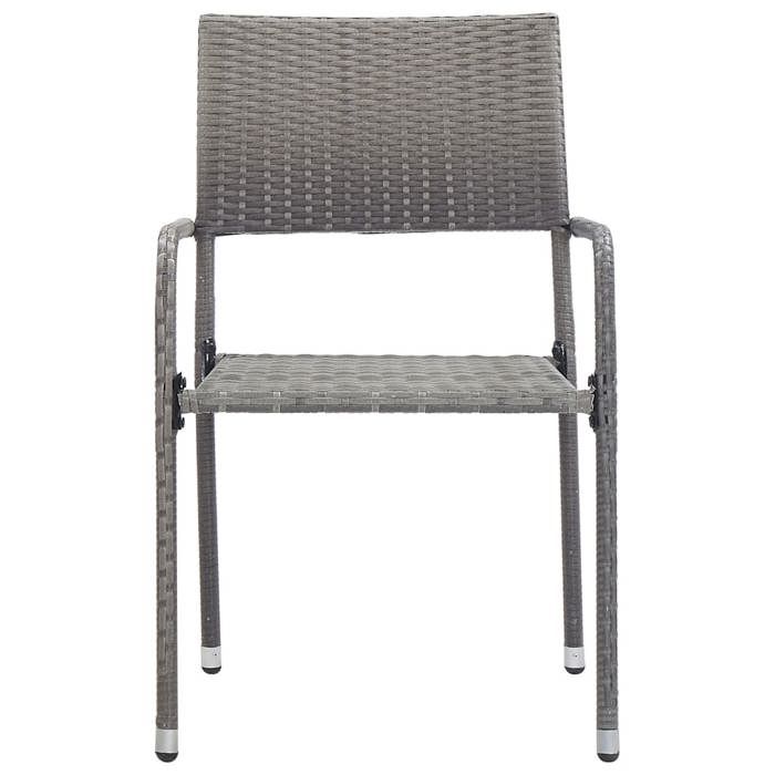 Chaise à dîner de jardin empilable 2 pièces Meuble de jardin protection UV gris résine tressée - (51x60x87 cm) wr7236