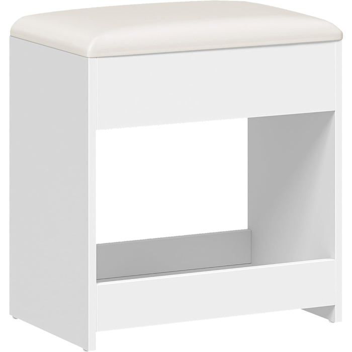 Tabouret de Coiffeuse Chaise Rembourrée de Maquillage Repos-Pieds Patins Antidérapants pour Chambre Dressing Entrée Blanc