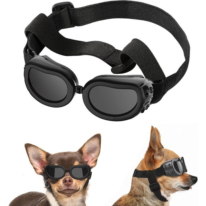 Lunettes de soleil pour petit chien et chat UV400 sangle réglable monture légère noir