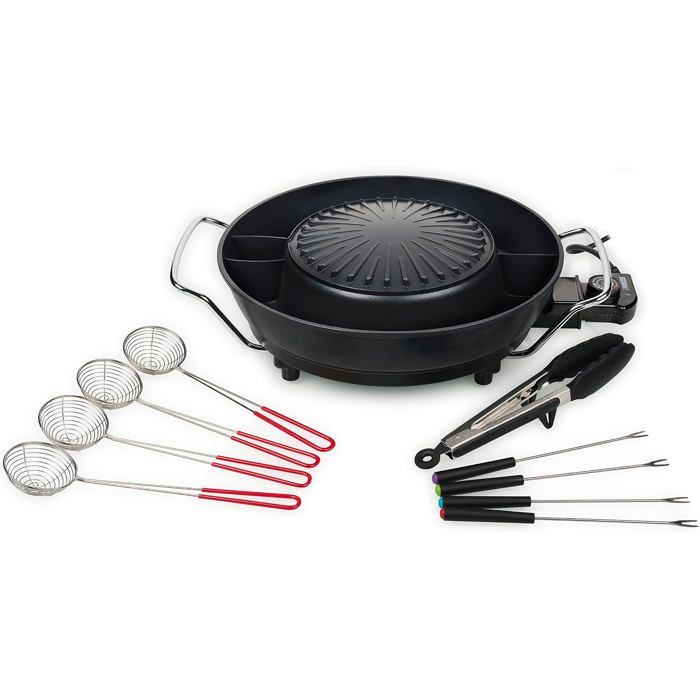 Barbecue Coréen Hot Pot - Nombreux Accessoires Inclus - 3 L - 4 Personnes - 1 800 W Noir