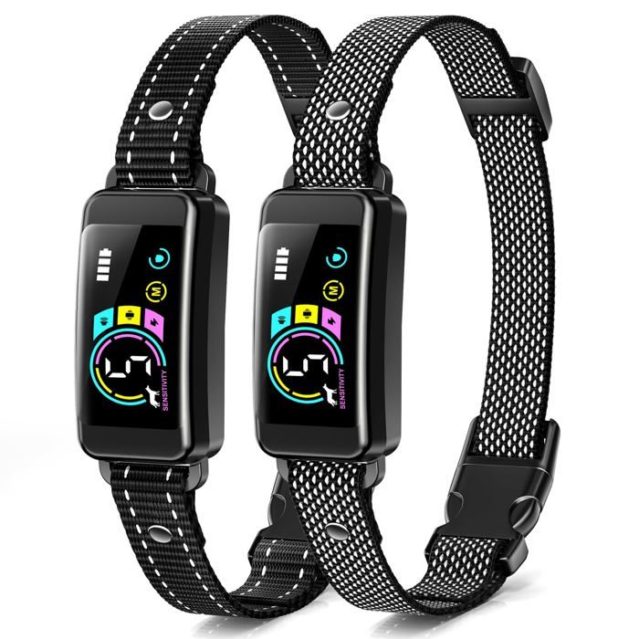 Lot de 2 colliers anti-aboiements intelligents pour chiens avec fonctions de bip et de stimulation sans danger