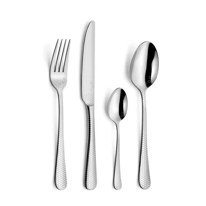 Couteau à steak, fourchette et cuillère en acier inoxydable épaissi de 24 pièces en acier inoxydable