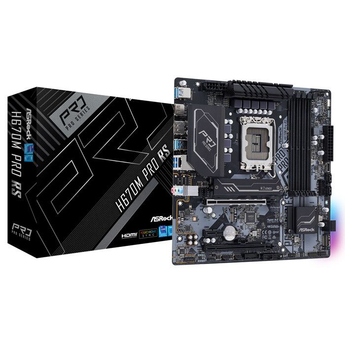 Carte mère - ASRock - H670M Pro RS - LGA1700 - DDR4 jusquà 4800MHz - Micro ATX