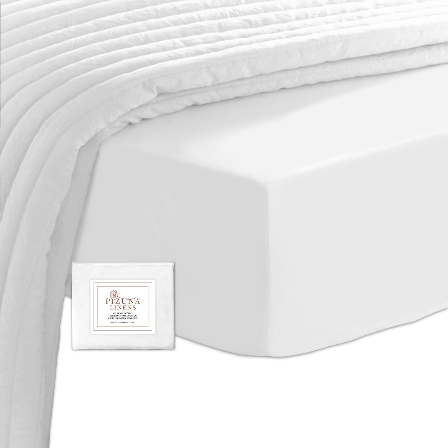 Pizuna Drap-Housse en Coton avec 400 Fils au Pouce Carr/é pour 2 Personnes Drap-Housse 100/% Coton 180 x 200 cm Drap de Lit Gris en 100/% Coton Draps-Housses Jusqu/’/à 40 cm de Profondeur