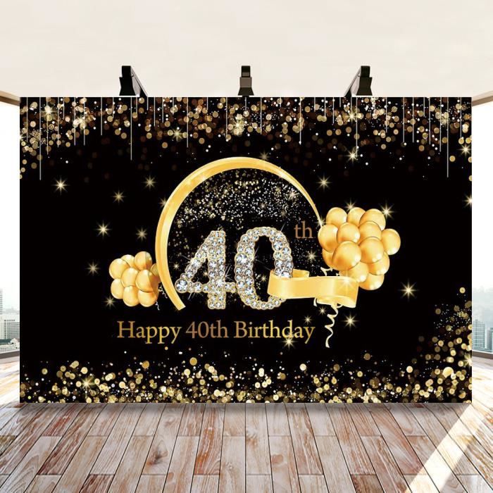 Déco Anniversaire 40 Ans Vert Sauge Et Or - Banderole Joyeux Anniversaire 1,1x1,8m + 2 Guirlandes Fanions - Fête Murale Maison