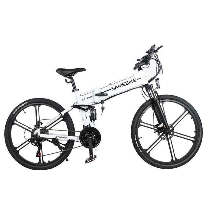 Samebike LO26-II Cyclomoteur électrique intelligent pliable et portable 500W Moteur Pneu 26 pouces - Blanc