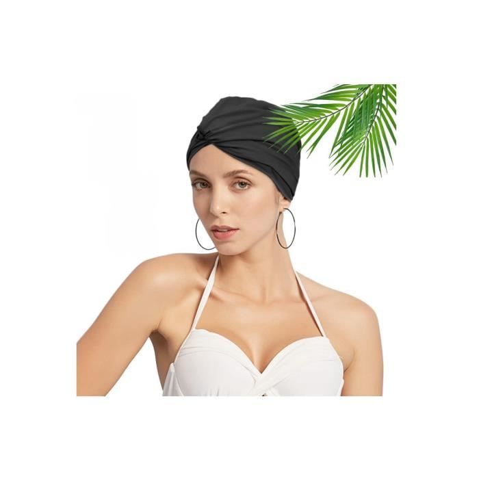 Bonnet de Bain - Femme - Plissé - Tissu Léger - Protection Cheveux - Sports Nautiques