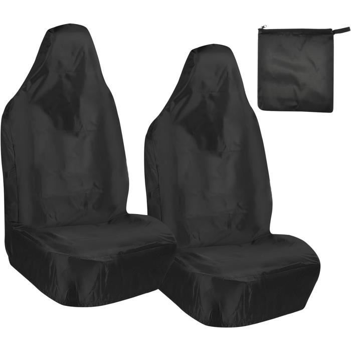 QWORK Pack 2 Housses Protection Dossier Siège Auto 68x48 Cm – Tissu Oxford 420D Imperméable, Anti-Salissures, Fixation Sangles Haut/Bas