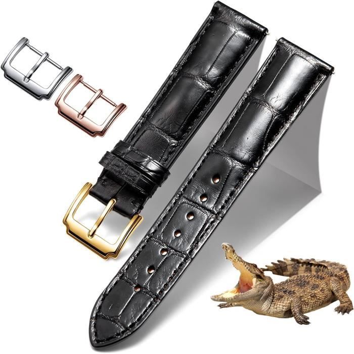 Bracelet montre crocodile noir deals