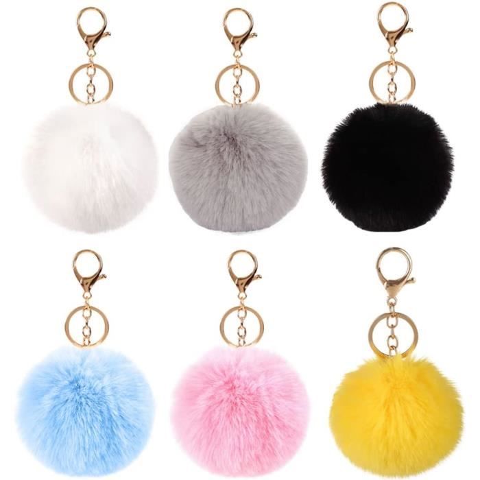 PTNKUIIY Pompons voiture porte-clés en fausse fourrure
