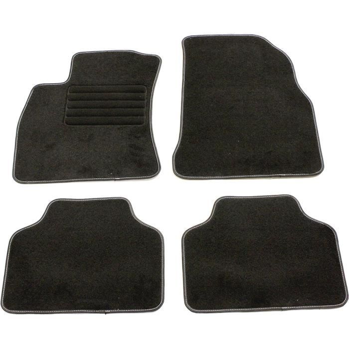 Tapis De Sol Voiture 4 Pièces En Caoutchouc - Noir, Universel, Antidérapant, Facile à Nettoyer