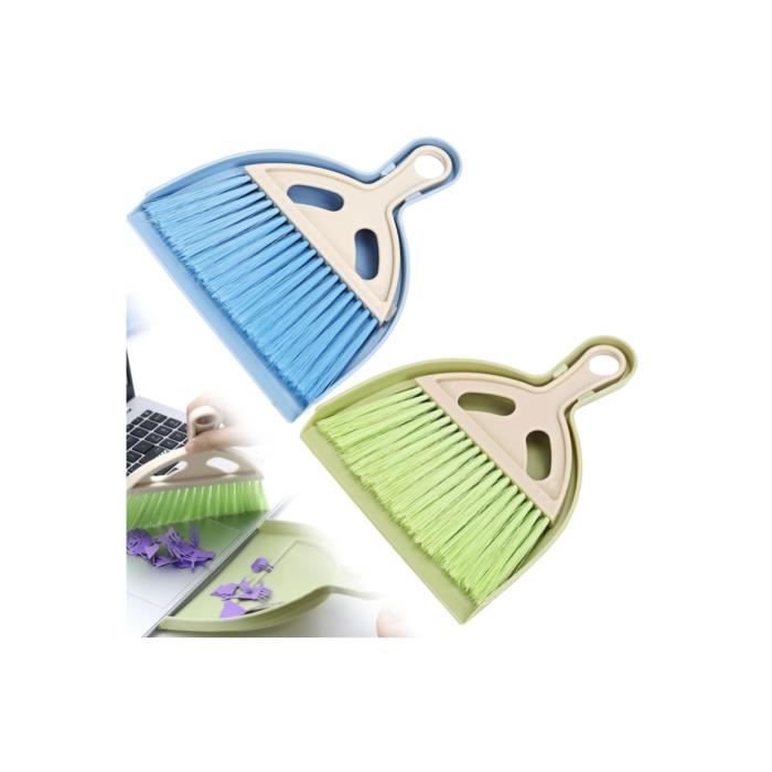 Lot de 2 mini pelles et balayettes de table portables brosse avec poignéeparfait pour nettoyer les coins et les endroits