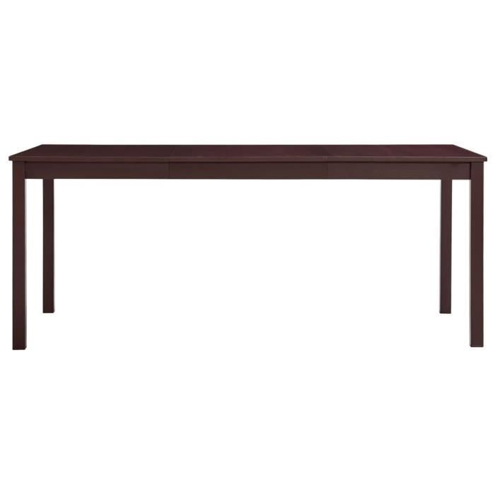 Table à manger - Marron foncé - Bois de pin - 180x90x73 cm - 6 places - Style contemporain