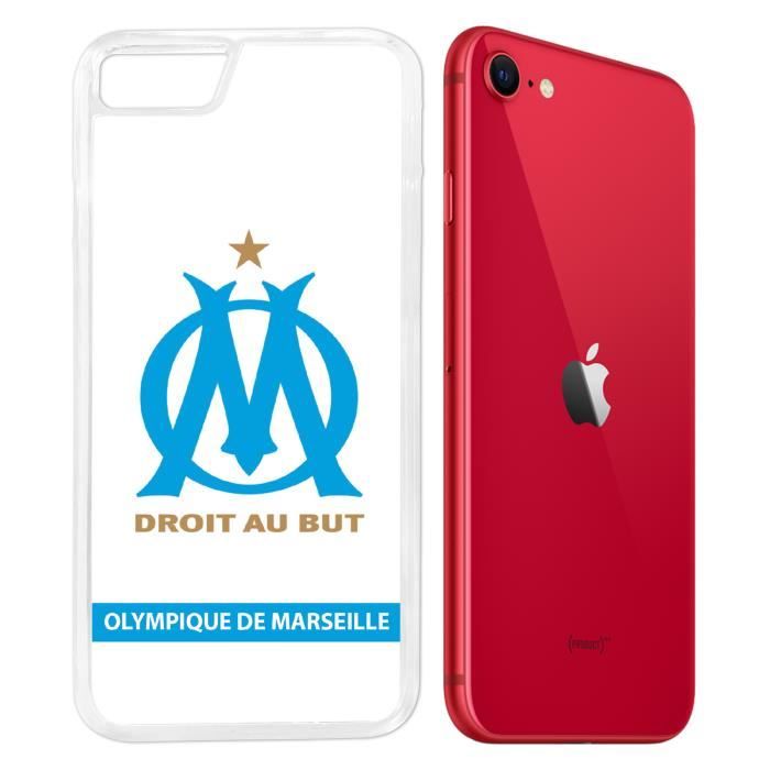 Coque iPhone SE 2020 - Logo Om Marseille Blanc. Ac