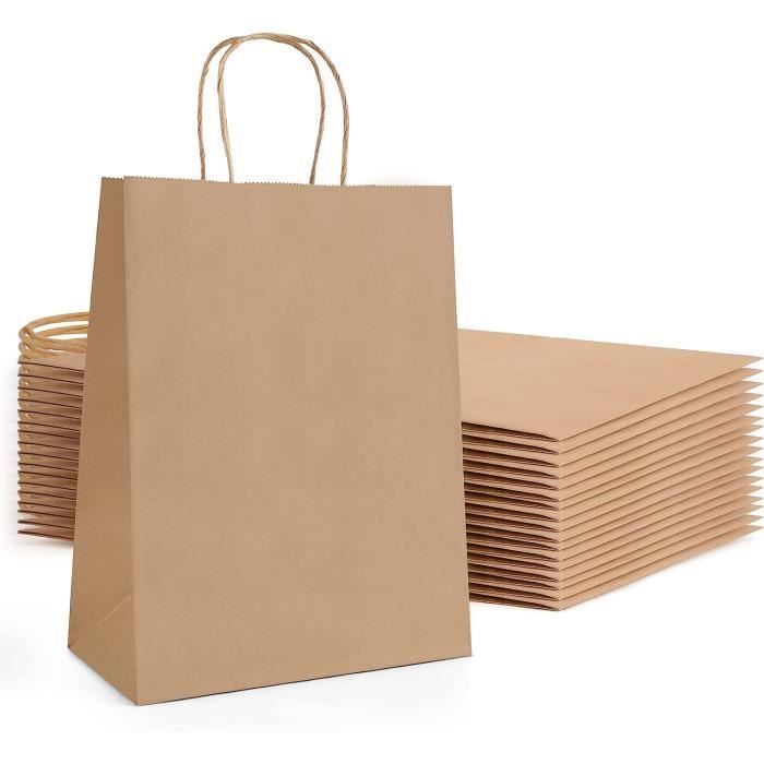 25 Sac Kraft,Sac en Papier,Sachet Cadeau,18 * 10 * 25 cm Sachet Kraft