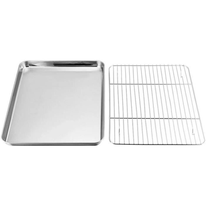 Plaque Cuisson + Grille Refroidissement Inox - Set 2 Pièces Avec Pince