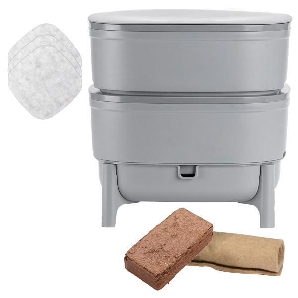 Lombricomposteur WORMcube Gris Design & Compact - Moutta - 2